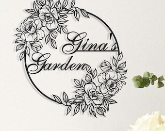 Garden Sign Personalized, Custom Flower Metal Garden Decor, Garden Wall Art, Gardener Name Sign,Gardening Gifts,Home Gift,Gifts for Dad Him