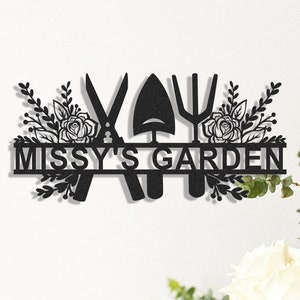 Decorazioni da giardino in metallo personalizzate, targhetta con nome del giardiniere, targhetta personalizzata con nome del giardino, decorazioni da parete per il giardino, decorazioni per il cortile, regali per il giardinaggio per papà, inaugurazione della casa