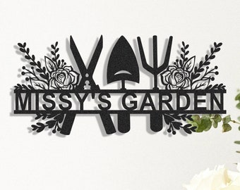 Custom Metal Garden Decor,Gardener Name Sign, Personalised Garden Name Sign,Garden Wall Art, Yard Decor,Gardening Gifts for Dad,Housewarming