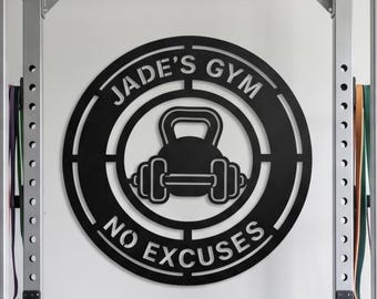 Personalised Gym Sign, Custom Gym Gifts for Her Him, Fitness Center Bodybuilder Wall Hanging, Weightlifting Workout Room Home Gym, Barbell