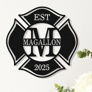 Personalized Firefighter Gift,Custom Monogram Firefighter Fireman Metal Sign,Firehouse Decor,Gifts for First Responder,Fire Chief Retirement