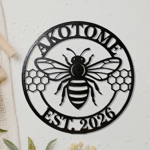 Cartello decorativo in metallo personalizzato a forma di ape, decorazione in metallo personalizzata a forma di ape, cartello per amanti delle api da esterno, cartello da giardino per apicoltori, regalo per giardinieri e apicoltori.