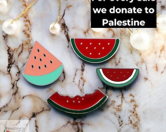 Insigne résistant en émail pour le soutien à la Palestine, symbole de la pastèque pour Gaza