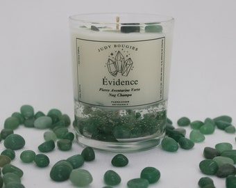 Bougie spirituelle Evidence effet Cristal Pierre Aventurine verte parfumée Nag Champa 250 ML 50 H combustion