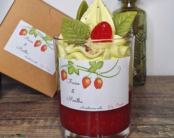 Bougie gourmande parfumée Fraise et Menthe Lithothérapie