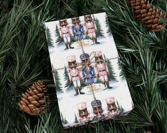 Black Nutcracker Christmas Wrapping Paper, Elegant Holiday Gift