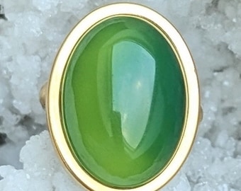 Anillo de piedra natural ónix verde, acero inoxidable, anillo ajustable, boho, creación de joyas, personalización, regalo del Día de la Madre