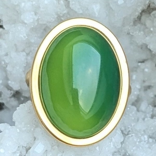 Anillo de piedra natural ónix verde, acero inoxidable, anillo ajustable, boho, creación de joyas, personalización, regalo del Día de la Madre