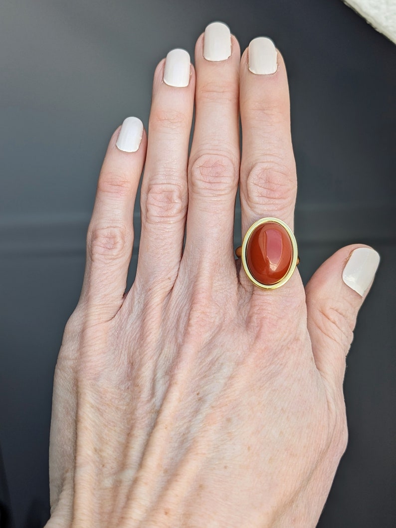 Red jasper natural stone ring, stainless steel ring, adjustable ring, boho jewelry, artisanal creation, Mother's Day gift image 8