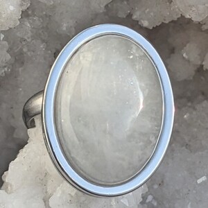 Anillo de piedra natural, cuarzo, cristal, anillo ajustable, acero inoxidable, joyería boho, creación artesanal, regalo día de la madre Plata