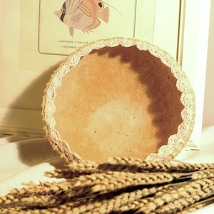 Ciotola grande in cartapesta fatta a mano / Ciotola rustica in cartapesta dai toni neutri / Decorazioni per la casa sostenibili in cartapesta / Decorazioni per tavolini da caffè
