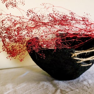 Handcrafted Paper Mache Dark Bowl  | Large Organic Paper Mache Black Bowl | Cottage and Coffee Table Homedecor Bowl