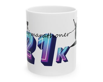 Taza de cerámica, 11oz,mujer,corredor,21k,media maratonista,maratonista,corriendo