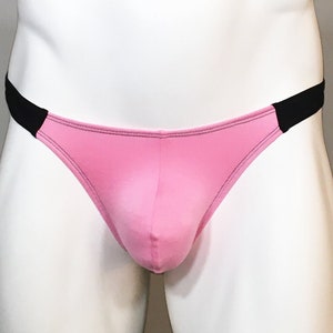 T-Back Thong for Men Pink Cotton/Spandex Jersey Knit