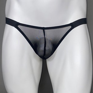 Men&#39;s Jockstrap Black See-Thru Stretch Mesh Fabric