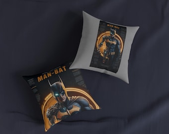 Square PillowHandcrafted Batman Pillow - Superhero Decor - Cozy Plush Cushion - Unique Gift for Batman Fans - Fun Bedroom Accent