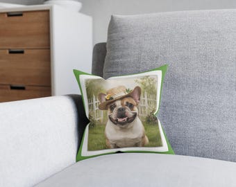 Handcrafted Pillow - French Bulldog Holding Gold - Cute and Quirky Home Decor - Unique Gift for Dog Lovers - Cozy Couch Accent