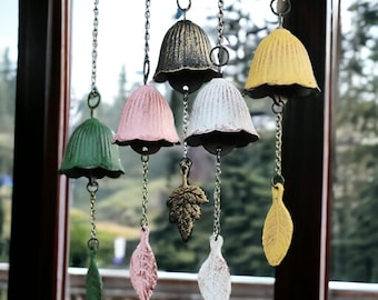 Handcrafted Bell Wind Chime Garden Decor - Rustic Outdoor Windchime -  Unique Home Accent - Musical Garden Ornament - Gift for Nature Lovers
