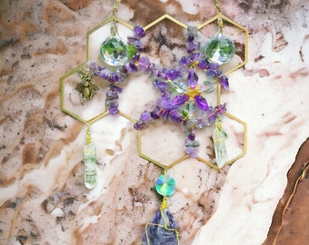 Handcrafted- Crystal -SunCatcher - Window Prism - Boho  Home- Decor - Unique Light Reflection - Rainbow  Maker  -  Gift  for  Nature  Lovers