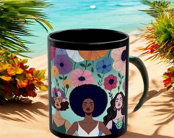 Handcrafted Women Mug - Elegant Ceramic Coffee Cup - Feminine Art Design - Perfect Gift for Her - Unique and Stylish Drinkware