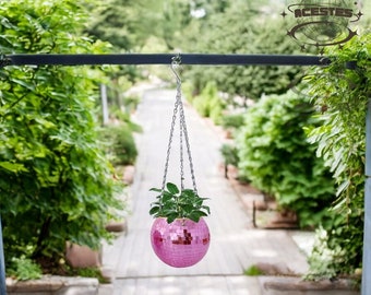 Handcrafted Disco Ball Plant Hanger  Boho Home Decor Hanging Planter for Succulents  Unique Plant Display,Statement Piece for Indoor Gardens