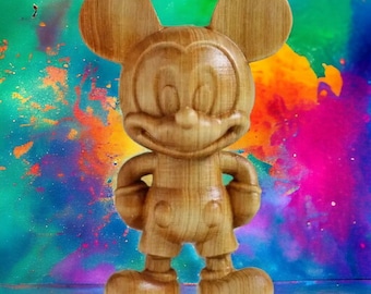Handcrafted Rustic Wooden Mickey Mouse Miniature Decor -Vintage Inspired Home Accent - Unique Disney Collectible Quirky Gift for Disney Fans