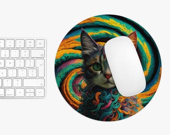 Handcrafted Cat Mouse Pad - Cute Desk Accessory - Unique Office Decor - Perfect Gift for Cat Lovers - Durable and Stylish