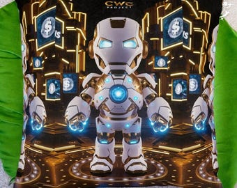 Handcrafted Iron Man Pillow - Superhero Decor - Cozy Plush Cushion - Unique Gift for Marvel Fans - Fun Bedroom Accent -Square Pillow