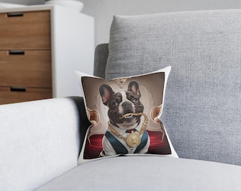 Handcrafted Pillow - French Bulldog Holding Gold - Cute and Quirky Home Decor - Unique Gift for Dog Lovers - Cozy Couch Accent