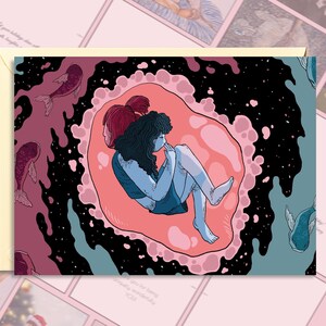 Afdrukbare wenskaart | Vrouwelijke kracht identiteit en transformatie 5 x 7 digitale download DIY-kaart | LGBTQ Pride-wenskaart