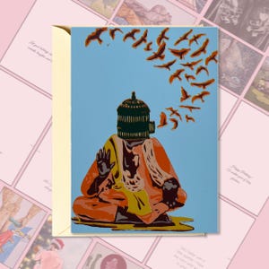 Carte numérique chaman méditatif - carte de voeux zen imprimable bricolage 5 x 7 avec enveloppe et doublure | Conscience de soi