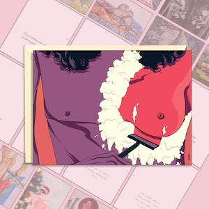 Transgender-themakaart – scheren door transgender niet-binaire artiest – afdrukbare kaart + envelopsjabloon – uniek LGBTQ-cadeau – 5 x 7 kaart