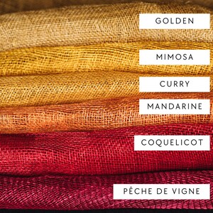 choix coloris sisal, Maison Delphine chapeaux pour créations sur mesure, tons jaune, orange, rouge, bordeaux