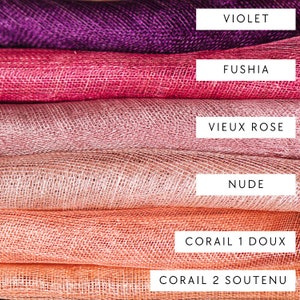 choix coloris sisal, Maison Delphine chapeaux pour créations sur mesure, tons rose, nude, corail, violet