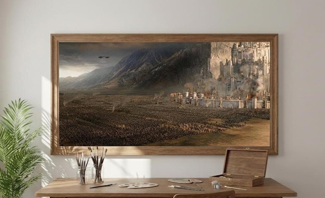 Minas Tirith Besieged Painting Battle Of Pelennor Fields Canvas minas-tirith-besieged-painting-battle-of-pelennor-fields-canvas