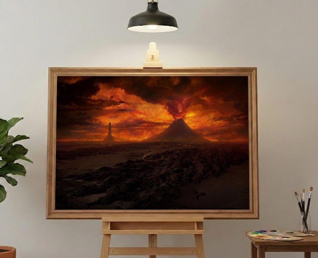 Mount Doom and the Barad-dûr Horizon Handmade Oil Painting - Mordor ...