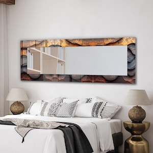 Curvy Wood Theme Mirror Wall Decor for Bathroom, Glass Wall Decor for Entryway, Living Room Mirror Decor, Tempered Glass Mirror Wall Decor