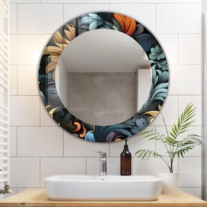 Colorful Abstract Mirror Wall Decor for Bathroom, Glass Wall Decor for Entryway, Living Room Mirror Decor, Tempered Glass Mirror Wall Decor