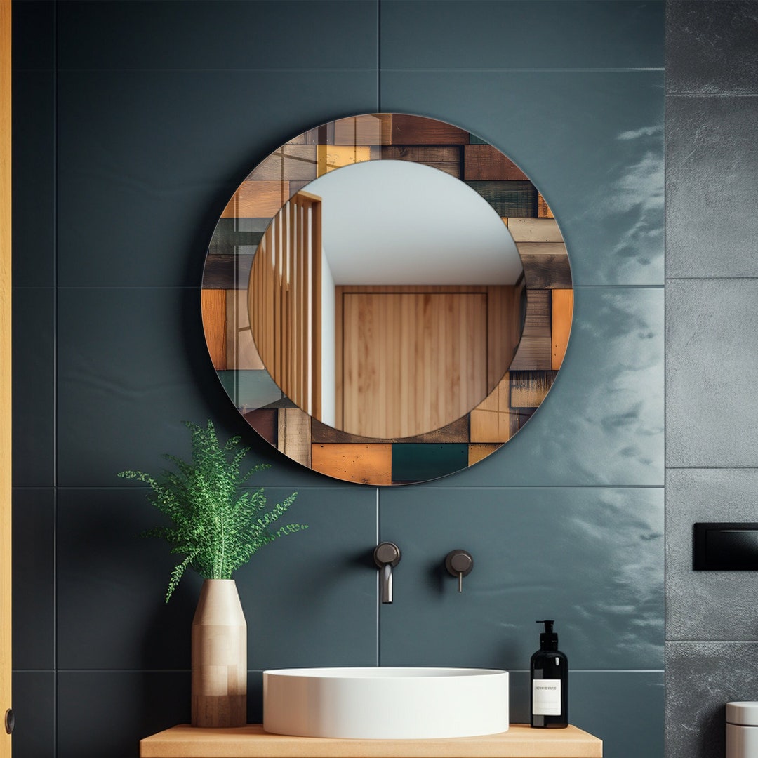 Round Mirror Wall Decor for Bathroom, Glass Wall Decor for Entryway ...