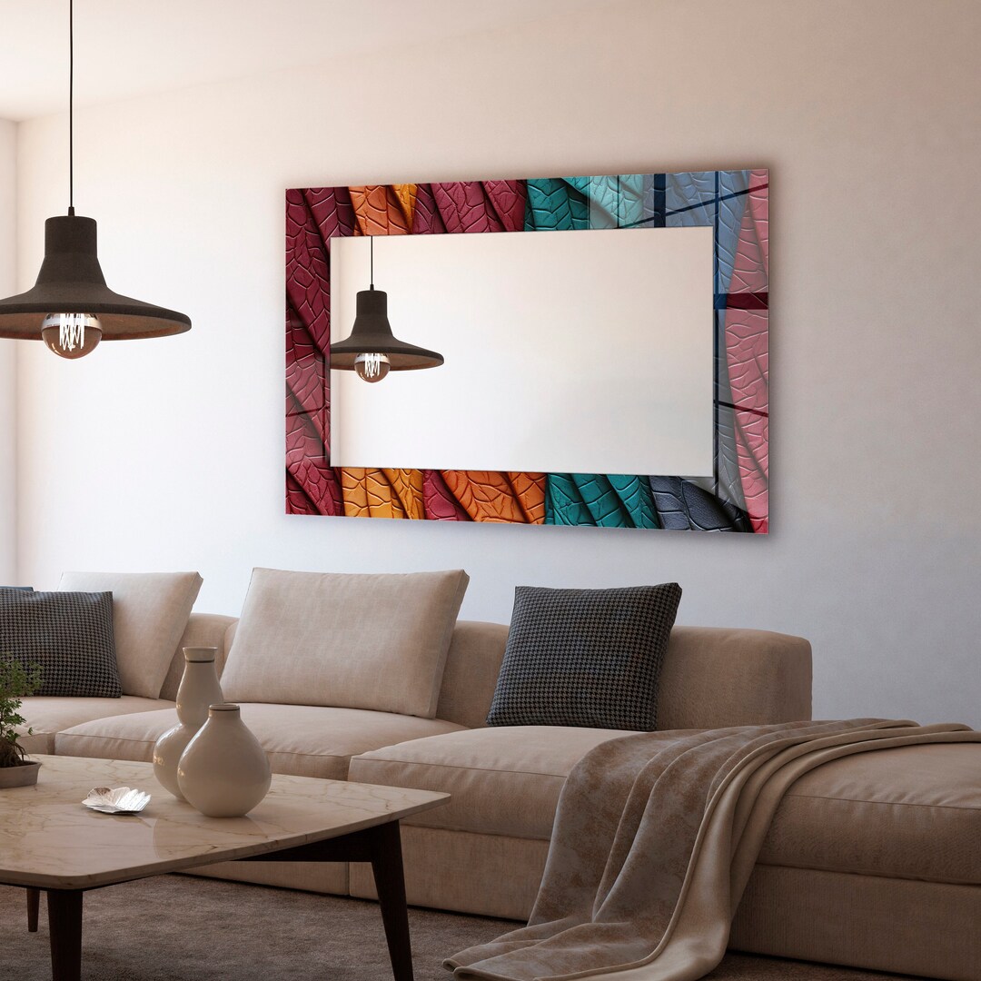 Multicolor Abstract Glass Wall Mirror: Tempered Modern Accent for ...