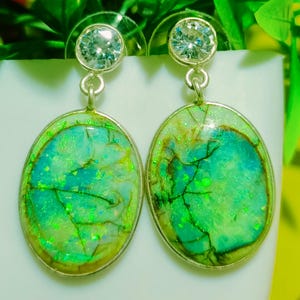 925 Sterling Silver Monarch/Sterling Fire Opal Designer Bezel Setting Earring