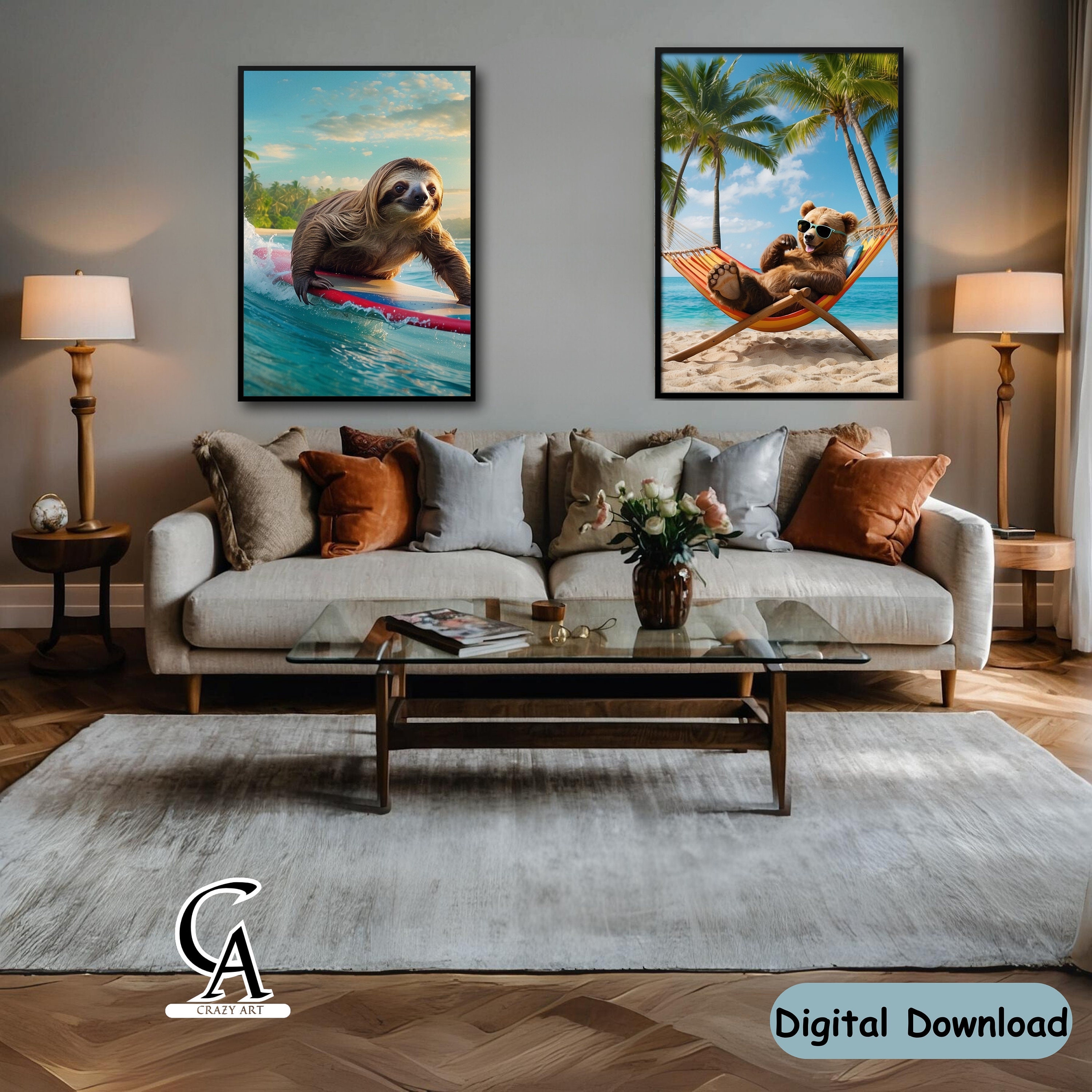 Surf's Up, Slow Down: the Sloth's Epic Ride, Funny Animal Print, Home ...