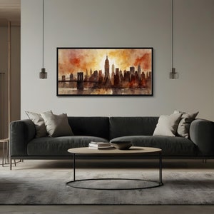 Manhattan Watercolor Cityscape | Printable Wall Art | Instant Digital Download | Aquarelle-Style New York Decor for Home or Office