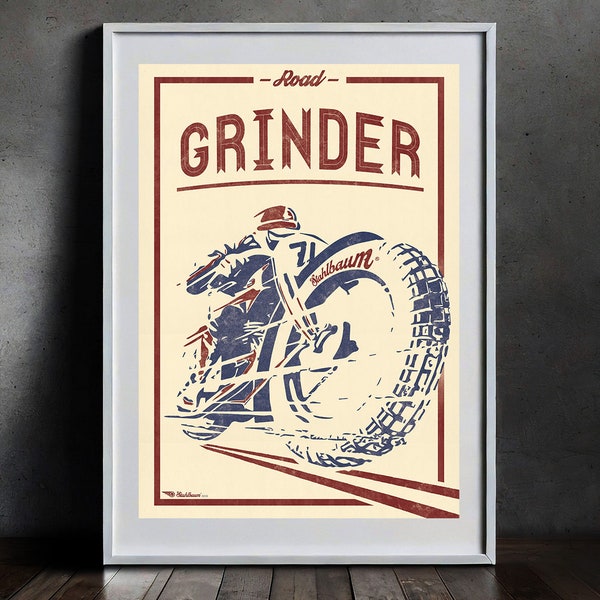 Poster Road Grinder A1, Motorrad, Vintage, Sport, Motorsport, Werkstatt
