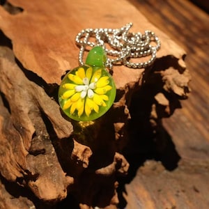 Hand blown glass pendants, transparent circular pendants, transparent flower pendants, transparent flower necklaces gifts for her