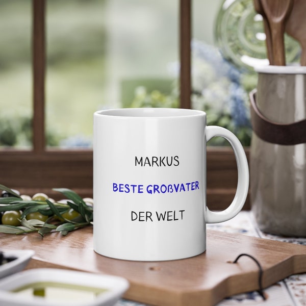 Tasse der beste Großvater der Welt, Tasse mit persönlichem Namen, bester Opa, Geschenk für Opa, Geschenk zum Vatertag, Opa