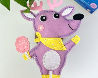 Сute Reindeer Sewing Kit, Children's kit for sewing a felt toy, Unique craft kit for kids, Best gifts for creative kids, Gift from godmother