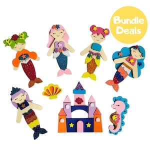 Mermaids Crafts for Kids, Under the Sea Activity Kit, Mermaid and Sea Castle Play Set, Eva Foam Stickers Activity, Summer Activity for Kids