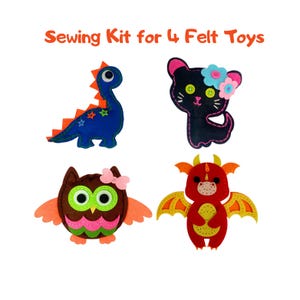 DIY Felt Animal Stuffed Toys, Sewing Kit for Kids, Learn to Sew, Beginner Sewing Project, Summer Crafts for Kids, Montessori Learning