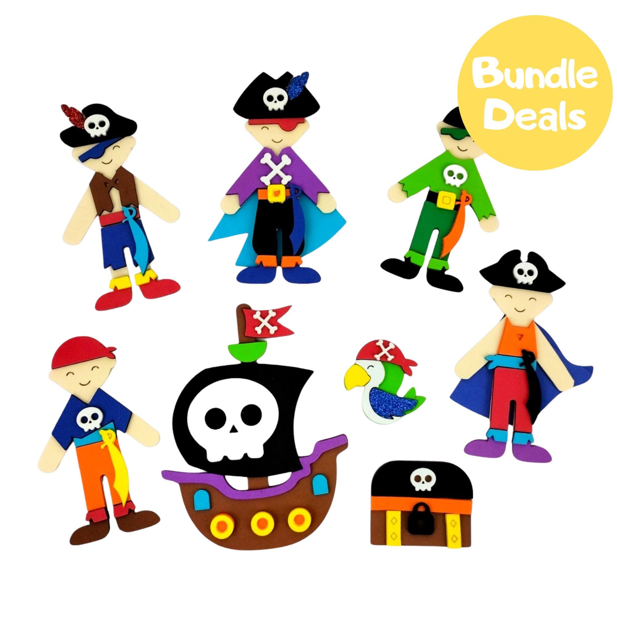 3D Pirate Kids Craft Kit, Decorative Sticker Figures, Characters for…